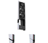 Cooling Fan for PS5 Pro/ Slim Console, Auto Fan Speed Adjustable by Temperature, Cooling Fan with RGB Lighting & 3 Levels Adjustable Air Speed & USB Port, Accessories for PS5 Slim/ PS5 Pro (White)