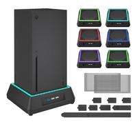 Cooling Fan for Xbox Series X, RGB LED Indicator Cooling Stand Station with 3 Levels Adjustable Speed Cooling Fan System for Xbox Series X, Extra Big Turbo Fan, USB 3.0 Port & USB 2.0 Ports(Black)