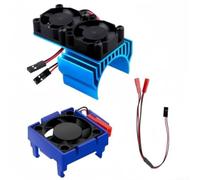 Cooling fan kit with dual fans for 110 electric car motor and ESC, 4 8~6V input, IP44 waterproof protection, and robust construction materials (Blue)