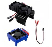Cooling fan kit with dual fans for 110 electric car motor and ESC, 4 8~6V input, IP44 waterproof protection, and robust construction materials (Black)