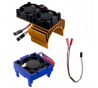 Cooling fan kit with dual fans for 110 electric car motor and ESC, 4 8~6V input, IP44 waterproof protection, and robust construction materials (Gold)