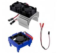 Cooling fan kit with dual fans for 110 electric car motor and ESC, 4 8~6V input, IP44 waterproof protection, and robust construction materials (Silver)