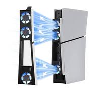 Cooling Fan Station for PS5 Slim, External Fan Cooler for PS5 Slim with 3 Upgraded Quiet Fans & USB 3.0 Hub, 2-Level Speed Cooling Stand Accessories for PS5 Slim Console with Blue LED Light