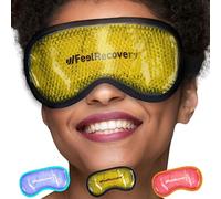 Cooling Gel Eye Mask for Puffy Eyes (21x11 cm) - Reusable Cold Compress Pack for Dry Eyes, Blepharitis, Tired Eyes, Headaches, Dark Circles - Flexible Golden Gel Beads Hot & Cold Therapy (Black)