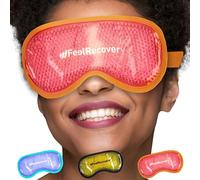 Cooling Gel Eye Mask for Puffy Eyes (21x11 cm) - Reusable Cold Compress Pack for Dry Eyes, Blepharitis, Tired Eyes, Headaches, Dark Circles - Flexible Golden Gel Beads Hot & Cold Therapy (Orange)
