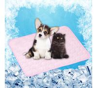Cooling Gel Mat for Pets 70 x 55 cm Cooling for Pets on Warm Days Easy to Clean Non-Slip Blanket for Dogs Dog Pad for Crates, Kennels and Beds, Pink