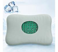 Cooling Gel Pillow for Sleeping - Cool Touch Gel Surface Bed Pillow for Side & Back Sleepers, Head & Neck Support, Breathable Removable Washable Cover, Hot Sleepers, 24×16×4 Inch(Green)