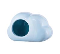 Cooling Hamster Hideout Ceramic - Easy Clean Cloud Shape Hamster House, Multi-Functional Pet Cave for Sleeping/Hiding/Storing Food, Suitable for Hamsters Gerbils & Aquarium Decor (Light Blue, Size S)