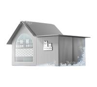 Cooling House for Cats & Dogs with 10 Ice Packs - Foldable Indoor/Outdoor Shelter for Hot Weather, Ventilated Durable Design for Small to Large Pets, Easy Clean & Assemble (Flat Roof)