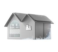 Cooling House for Cats & Dogs with 10 Ice Packs - Foldable Indoor/Outdoor Shelter for Hot Weather, Ventilated Durable Design for Small to Large Pets, Easy Clean & Assemble (Pointed Roof)