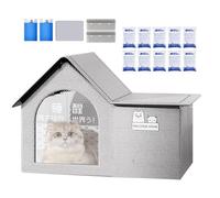 Cooling House for Cats Outdoor - Foldable Cooling Tent for Pets, Portable Cave Tent with Ice Bags and Breathable Bed for Patio, Camping, Beach, Travel, Balcony