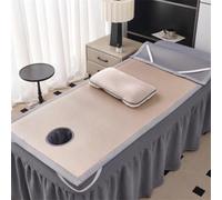 Cooling Ice Silk Massage Table Sheets Mat with Hole, Beauty Salon Bed Mattress Lash Bed Mattress Topper Table Mattress Pad Comfortable Spa Bed Cover with Elastic Band Square/Round Head,C S,70 * 185CM