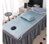 Cooling Ice Silk Massage Table Sheets Mat with Hole, Beauty Salon Bed Mattress Lash Bed Mattress Topper Table Mattress Pad Comfortable Spa Bed Cover with Elastic Band Square/Round Head,A R,75 * 190CM