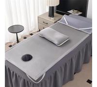 Cooling Ice Silk Massage Table Sheets Mat with Hole, Beauty Salon Bed Mattress Lash Bed Mattress Topper Table Mattress Pad Comfortable Spa Bed Cover with Elastic Band Square/Round Head,B R,80 * 190CM