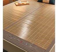 Cooling Ice Silk Summer Sleeping Mat, Double Sided Foldable Bamboo Ice Silk Bed Mat With Pillowcase Multi-Color Multiple Sizes(Beige,180 * 220cm)