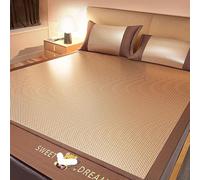 Cooling Ice Silk Summer Sleeping Mat, Foldable Double-Sided Bamboo Rattan Ice Silk Summer Sleeping Mat For Bed Multiple Sizes(200cmx220cm)