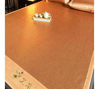Cooling Ice Silk Summer Sleeping Mat, Foldable Rattan Cooling Sleeping Mat With Wormwood Pack Of 2 Multicolor Multiple Sizes(Brown,200 * 215cm)