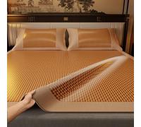 Cooling Ice Silk Summer Sleeping Mat, Two-Sided Rattan Ice Silk Mat Foldable With Pillowcase Multicolor Multiple Sizes(Brown,180 * 220cm)