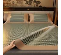 Cooling Ice Silk Summer Sleeping Mat, Two-Sided Rattan Ice Silk Mat Foldable With Pillowcase Multicolor Multiple Sizes(Green,180 * 220cm)