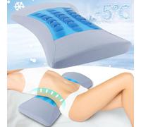 Cooling Lumbar Support Pillow for Bed Relief Lower Back Pain: Memory Foam Back Pillow for Sleeping - Gel Waist Wedge Pillow Side&Back and Stomach Sleepers - Lumbar Pillow for Office Chair/Couch/Car
