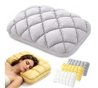 Cooling Marshmallow Pillow for Adults,Mellow Puff Pillow Cloud Puff Sleep Pillows,Quilted Cool-Touch Bed Pillows,Breathable High Resilience Support,Washable,for Side Back Stomach Sleepers (Gray)