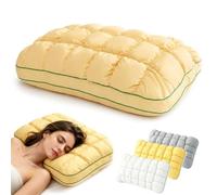 Cooling Marshmallow Pillow for Adults,Mellow Puff Pillow Cloud Puff Sleep Pillows,Quilted Cool-Touch Bed Pillows,Breathable High Resilience Support,Washable,for Side Back Stomach Sleepers (Yellow)