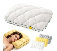 Cooling Marshmallow Pillow for Adults,Mellow Puff Pillow Cloud Puff Sleep Pillows,Quilted Cool-Touch Bed Pillows,Breathable High Resilience Support,Washable,for Side Back Stomach Sleepers (White)