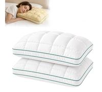 Cooling Marshmallow Puff Pillow, Cooling Marshmallow-Soft Pillow for Adults, Washable Quilted Cool-Touch Bed Pillow, High Resilience Support, for Sleeping, Bedroom, Side and Back Sleepers (2PCS White)