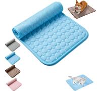 Cooling Mat,Breathable Cool Sleeping Pad, Ice Silk Cooling Mat for Dogs,Non-Slip Washable Cool Bed Mat for Small Medium Large Dogs Cats，Blue：M