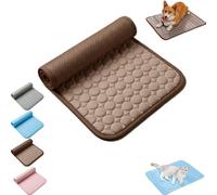 Cooling Mat,Breathable Cool Sleeping Pad, Ice Silk Cooling Mat for Dogs,Non-Slip Washable Cool Bed Mat for Small Medium Large Dogs Cats，Brown：L