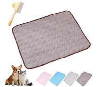 Cooling Mat for Dogs and Cats, 2025 New Soft Durable Anti-Scratch Pet Ice Silk Mat, Non-Slip Self-Cooling Pad for Home, On-the-Go or in the Car (Brown, L(70 * 55cm))
