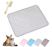 Cooling Mat for Dogs and Cats, 2025 New Soft Durable Anti-Scratch Pet Ice Silk Mat, Non-Slip Self-Cooling Pad for Home, On-the-Go or in the Car (Grey, L(70 * 55cm))