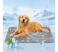 Cooling Mat for Dogs Cat Cooling Mat for Cats Extra Large Thin Breathable Ice Silk Non-Slip Washable Foldable Portable Pet Cool Pad on Crate Sofa Floor Indoor Outdoor Car (Gray 2, Large(90 * 65cm))