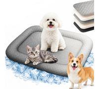 Cooling Mat for Dogs & Cats, Ice Silk Pet Cooling Bed ，grey：L
