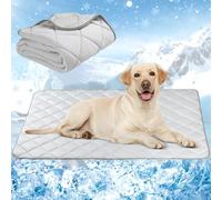 Cooling Mat for Dogs Cats Pet Washable Summer Cooling Pads Summer Sleeping Kennel Mats，Cool Ice Blanket for Indoor & Outdoor Dog Beach Essentials Light Gray Large