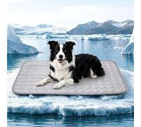 Cooling Mat for Dogs, Large Dog Cooling Pad, Wavy Quilted Kennels Bed with Non-Slip Base, Machine Washable Mat for Dogs Cats Rabbit Indoor Outdoor Summer Sleeping (Grey, M)
