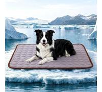 Cooling Mat for Dogs, Large Dog Cooling Pad, Wavy Quilted Kennels Bed with Non-Slip Base, Machine Washable Mat for Dogs Cats Rabbit Indoor Outdoor Summer Sleeping ，Brown：S