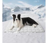 Cooling Mat for Dogs, Non-Slips Q-MAX>0.5 Self Cooling Pad for Small Pet Cat Indoor, Portable Breathable Washable Kennel Puppy Bed Pad for Summer, Soothing to Rapid Cool (WhiteS 1pcs/35*23in)