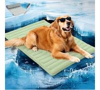 Cooling Mat for Dogs,Summer Portable Self Cooling Pad for Dog & Cats,Machine Washable Dual-Sided Pet Beds Sleeping Mats(Cool & Warm),Foldable Dog Crate Pad for All Breeds,Sizes (Green, XL:150*101 cm)