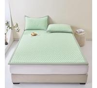 Cooling Mattress Pad - Ice Cool Summer Bed Mat 3-Piece Set Waterproof Soft Cushion Bedsheet Green 180x200cm - Stay Cool & Comfortable All Night