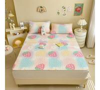 Cooling Mattress Protector Topper with 4 Elastic Bands Ice Silk Mattress Cover Cartoon Pattern Mattress Pad Japanese Futon Mattress Cover for Student Dormitory(H,90x200cm(3pcs))