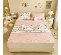 Cooling Mattress Protector Topper with 4 Elastic Bands Ice Silk Mattress Cover Cartoon Pattern Mattress Pad Japanese Futon Mattress Cover for Student Dormitory(G,120x200cm(3pcs))
