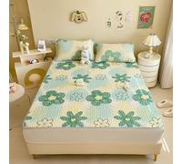 Cooling Mattress Protector Topper with 4 Elastic Bands Ice Silk Mattress Cover Cartoon Pattern Mattress Pad Japanese Futon Mattress Cover for Student Dormitory(D,120x200cm(3pcs))