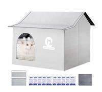 Cooling Outdoor Cat House, Foldable Weatherproof Pet Shelter, 25.59x17.72x13.78 Inches Ice Pack Insulated Bed, Ideal for Backyard, Porch, Indoor, Outdoor, Summer All Season