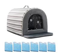 Cooling Outdoor Cat House - Pet Cooling Bed with Ice Box | Insulated Non-Slip Beds Comfortable Waterproof Shelter for Apartment Living Indoor Puppy Travel Camping Gear Outside Animal Habitats