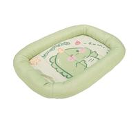 Cooling Pet Bed, Dinosaur Pattern Oval Dog Cat Bed with Latex Ice Silk Cooling Mat for Hot Summer Indoor Outdoor Sleeping Relaxing