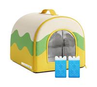 Cooling Pet Shelter, Summer Cat Cave, Chilled Puppy Bed, Removable Ice Crystal Pad, Breathable Foldable Structure, Indoor Bedrooms Offices Balconies Gardens Small Animal Resting Sleep Areas48x33x33cm