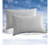 Cooling Pillow Cases, Arc-Chill Q-max>0.5 Stretch Pillowcases for Hair Skin and Hot Sleepers, Soft Silky Summer Pillow Cover with Zipper for Standard & Queen Size Pillows - Gray