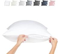 Cooling Pillow Cases Standard - 100% Viscose Bamboo Pillowcase 2-Pack Zippered, Soft Pillow Cases Cool Viscose Bamboo Pillow Cases for Hot Sleepers