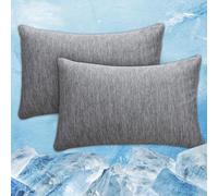 Cooling Pillow Cases Zipper Pillow Covers Q-Max > 0.45 Zippered Pillowcases for Hot Sleepers Night Sweats, Soft, Breathable, Skin-Friendly, Pillow covers 2 Pack King Size, 50 X 90 CM, Grey